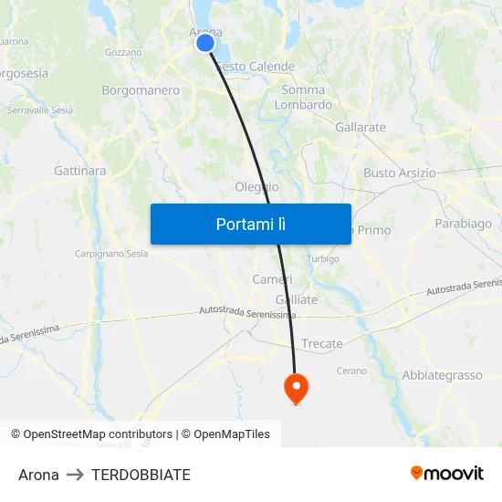 Arona to TERDOBBIATE map