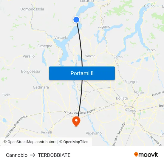 Cannobio to TERDOBBIATE map