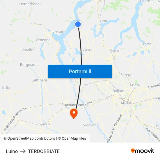 Luino to TERDOBBIATE map