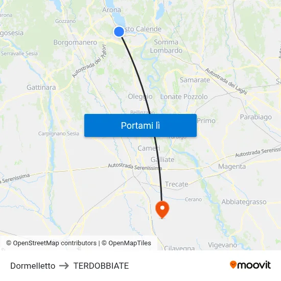 Dormelletto to TERDOBBIATE map