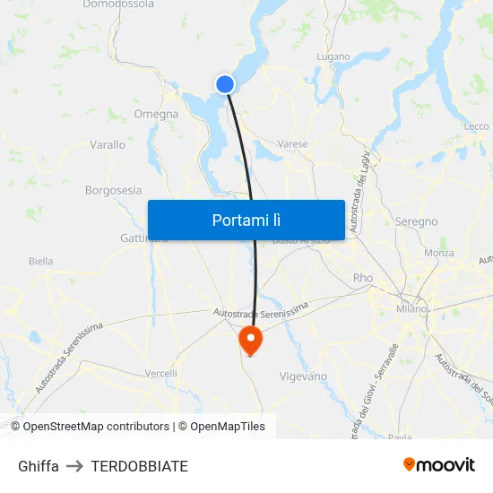 Ghiffa to TERDOBBIATE map