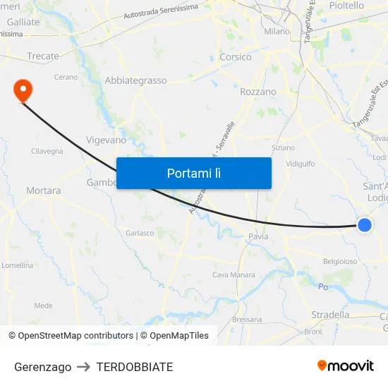 Gerenzago to TERDOBBIATE map