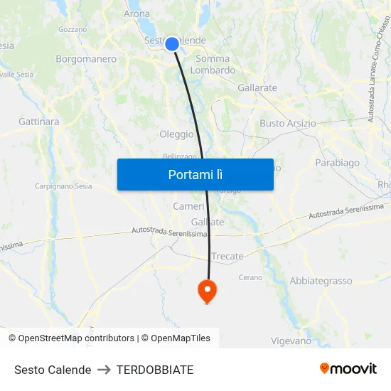 Sesto Calende to TERDOBBIATE map
