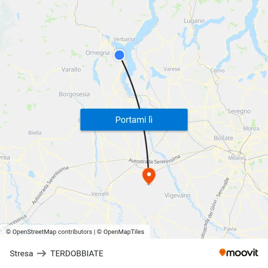 Stresa to TERDOBBIATE map