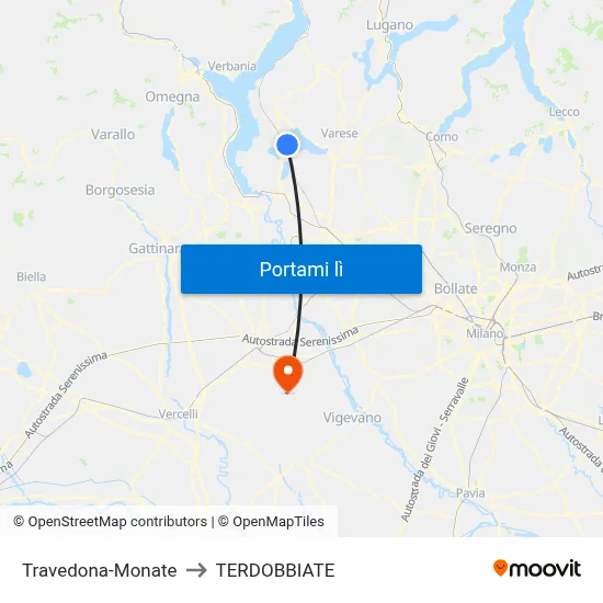 Travedona-Monate to TERDOBBIATE map