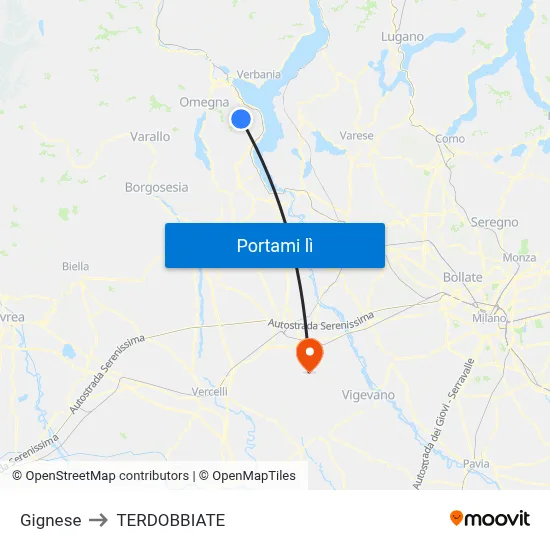 Gignese to TERDOBBIATE map