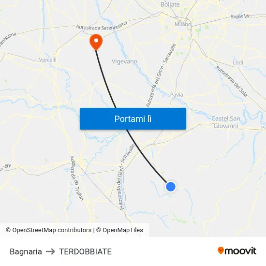 Bagnaria to TERDOBBIATE map