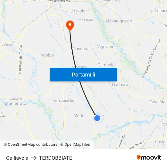 Galliavola to TERDOBBIATE map
