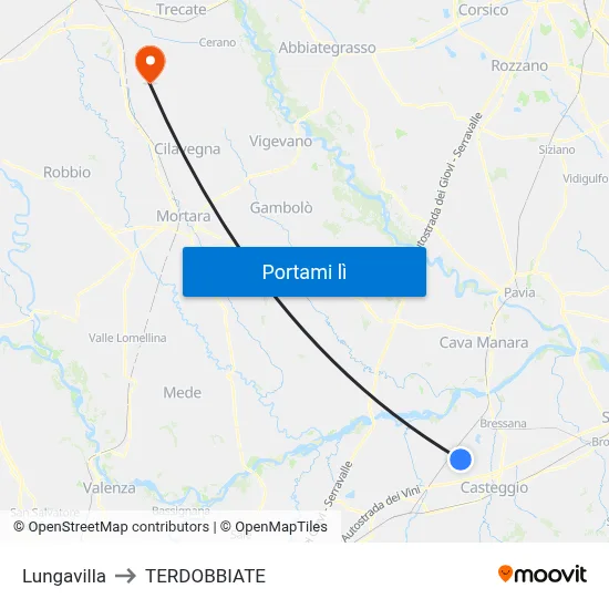 Lungavilla to TERDOBBIATE map