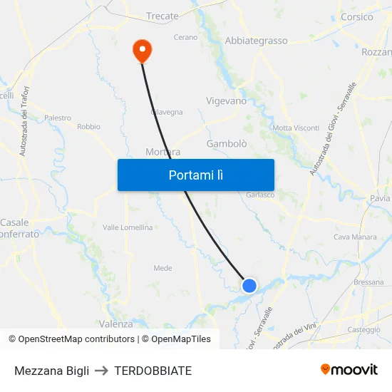 Mezzana Bigli to TERDOBBIATE map