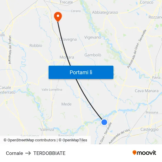 Cornale to TERDOBBIATE map