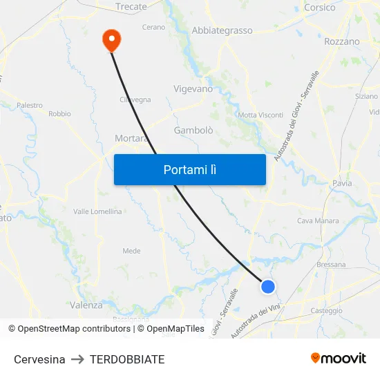 Cervesina to TERDOBBIATE map
