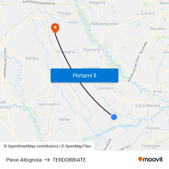 Pieve Albignola to TERDOBBIATE map