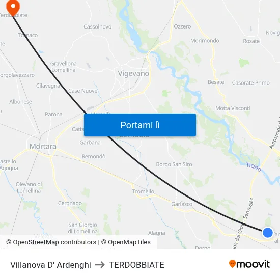 Villanova D' Ardenghi to TERDOBBIATE map