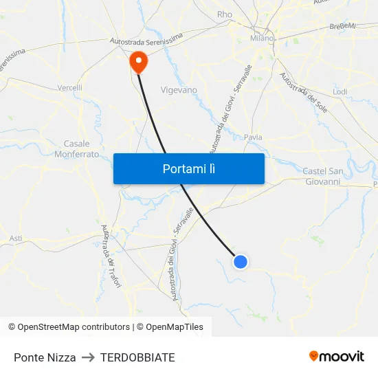 Ponte Nizza to TERDOBBIATE map