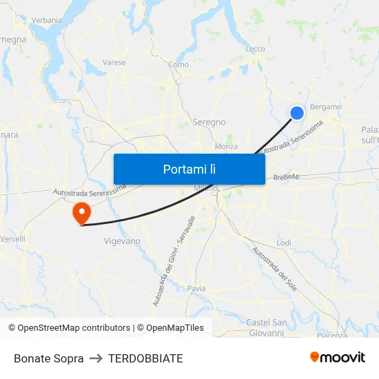 Bonate Sopra to TERDOBBIATE map