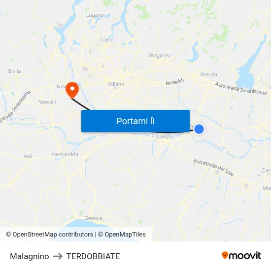 Malagnino to TERDOBBIATE map