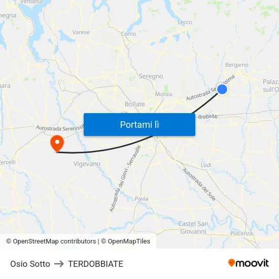 Osio Sotto to TERDOBBIATE map