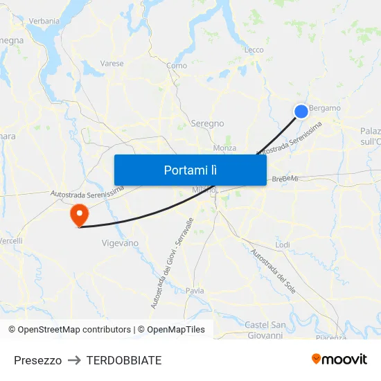Presezzo to TERDOBBIATE map