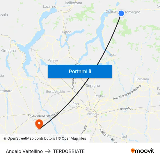 Andalo Valtellino to TERDOBBIATE map