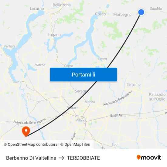 Berbenno Di Valtellina to TERDOBBIATE map