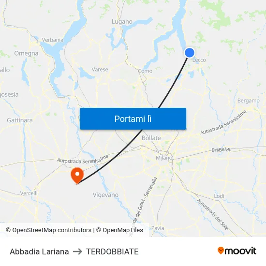 Abbadia Lariana to TERDOBBIATE map