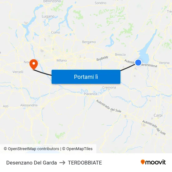 Desenzano Del Garda to TERDOBBIATE map