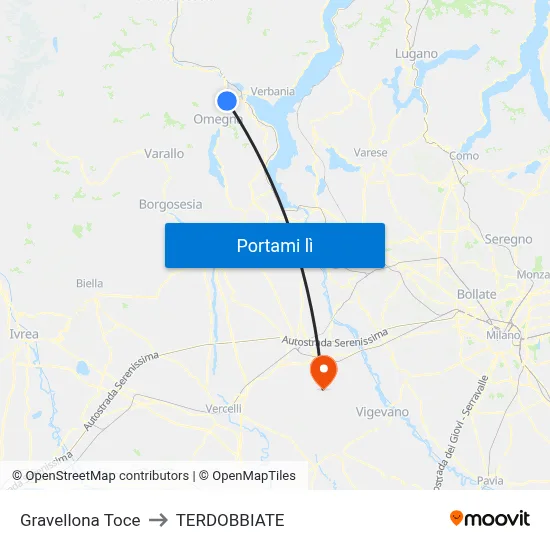 Gravellona Toce to TERDOBBIATE map