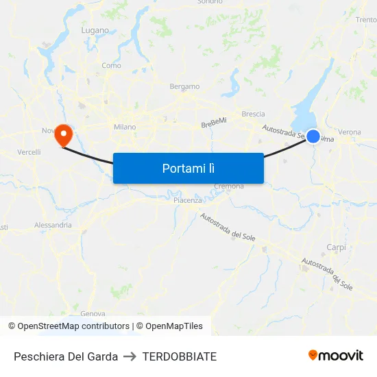 Peschiera Del Garda to TERDOBBIATE map