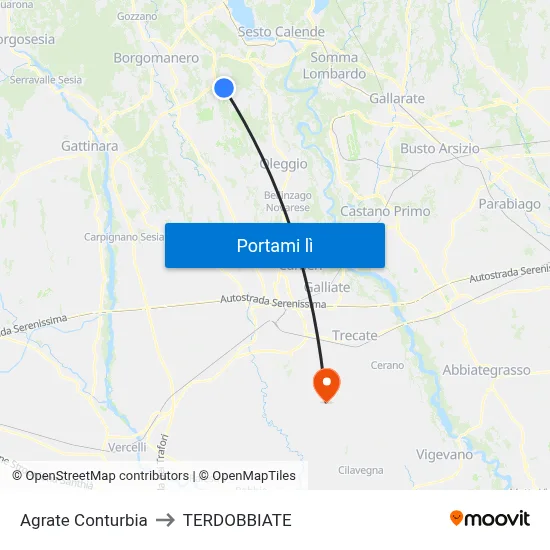 Agrate Conturbia to TERDOBBIATE map