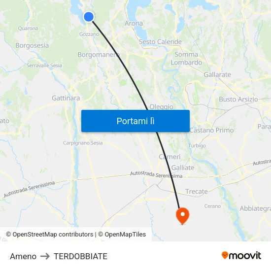 Ameno to TERDOBBIATE map