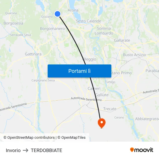 Invorio to TERDOBBIATE map