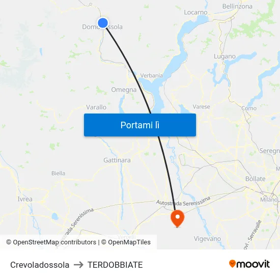 Crevoladossola to TERDOBBIATE map