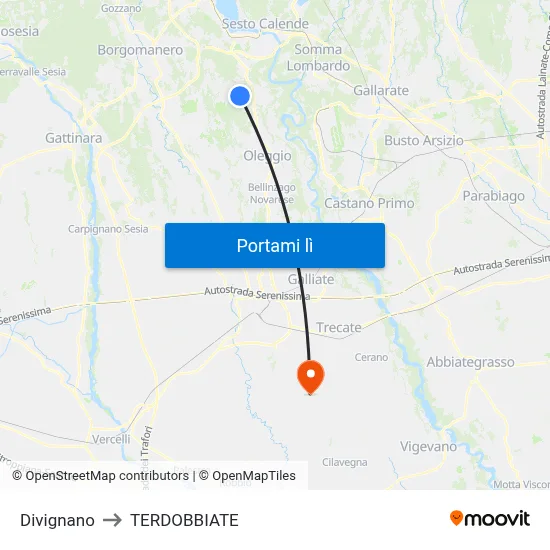 Divignano to TERDOBBIATE map
