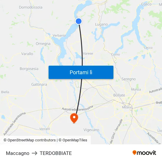 Maccagno to TERDOBBIATE map