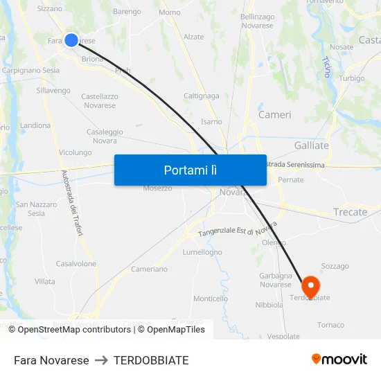 Fara Novarese to TERDOBBIATE map