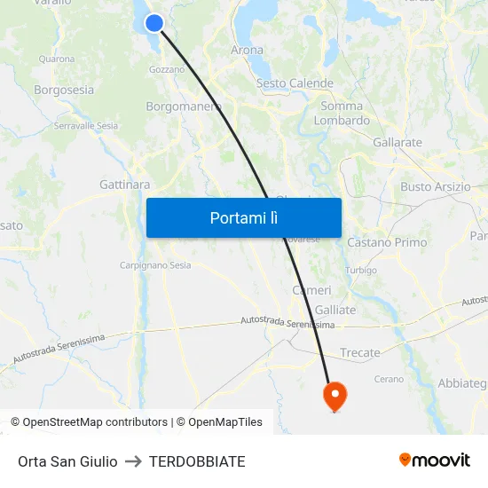 Orta San Giulio to TERDOBBIATE map