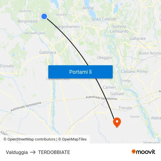 Valduggia to TERDOBBIATE map