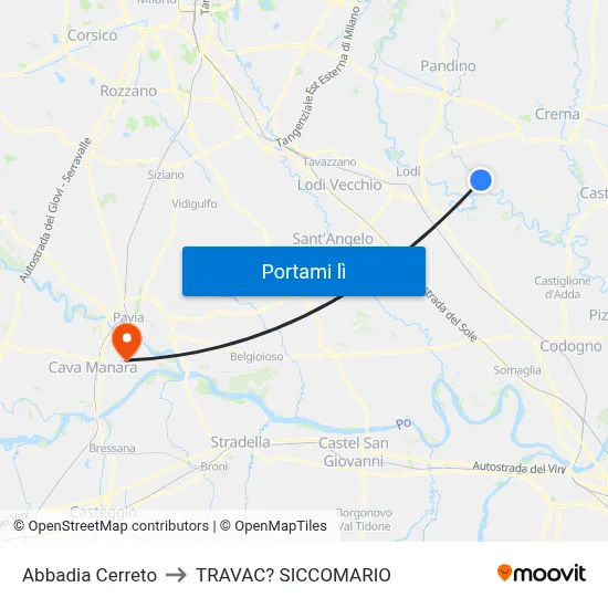 Abbadia Cerreto to TRAVAC? SICCOMARIO map