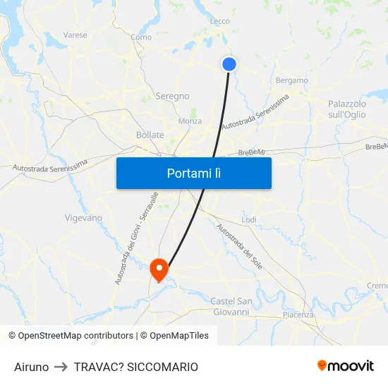 Airuno to TRAVAC? SICCOMARIO map