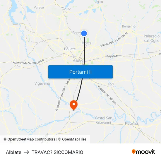 Albiate to TRAVAC? SICCOMARIO map