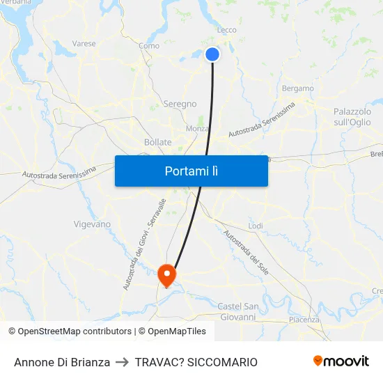 Annone Di Brianza to TRAVAC? SICCOMARIO map