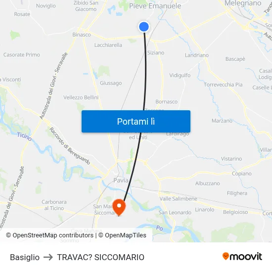 Basiglio to TRAVAC? SICCOMARIO map
