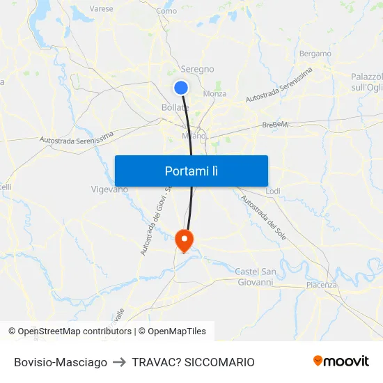 Bovisio-Masciago to TRAVAC? SICCOMARIO map