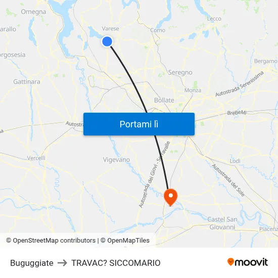 Buguggiate to TRAVAC? SICCOMARIO map