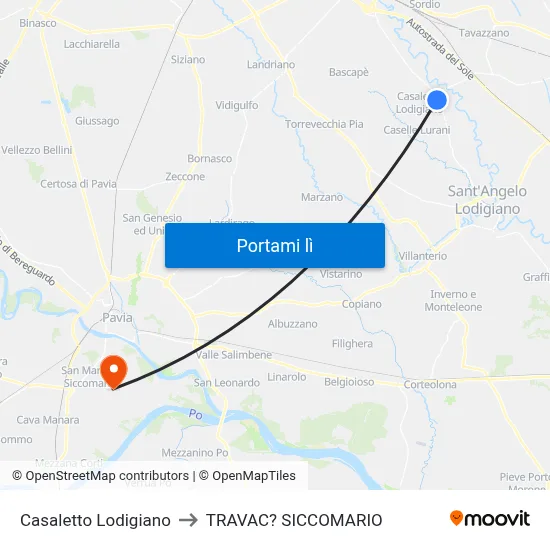 Casaletto Lodigiano to TRAVAC? SICCOMARIO map