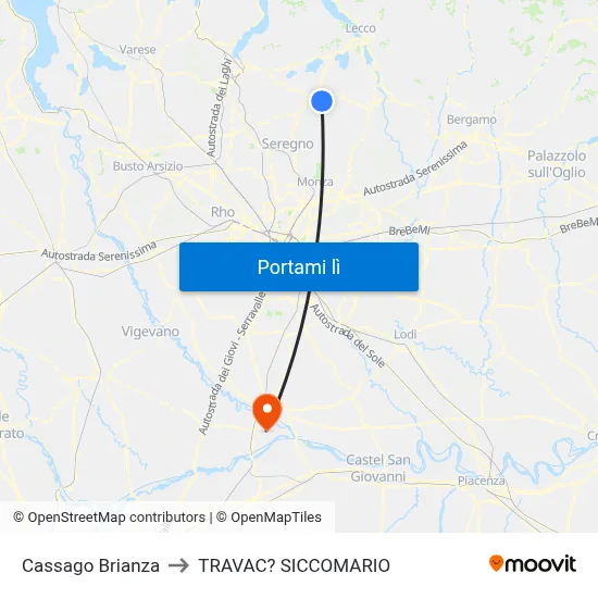 Cassago Brianza to TRAVAC? SICCOMARIO map