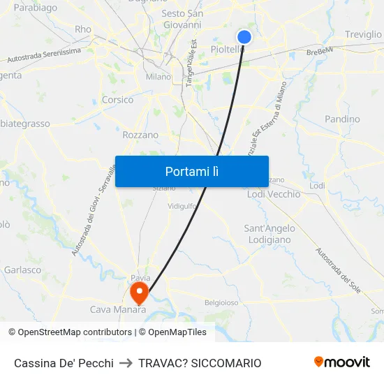 Cassina De' Pecchi to TRAVAC? SICCOMARIO map