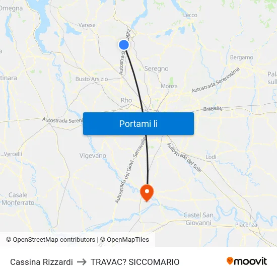 Cassina Rizzardi to TRAVAC? SICCOMARIO map