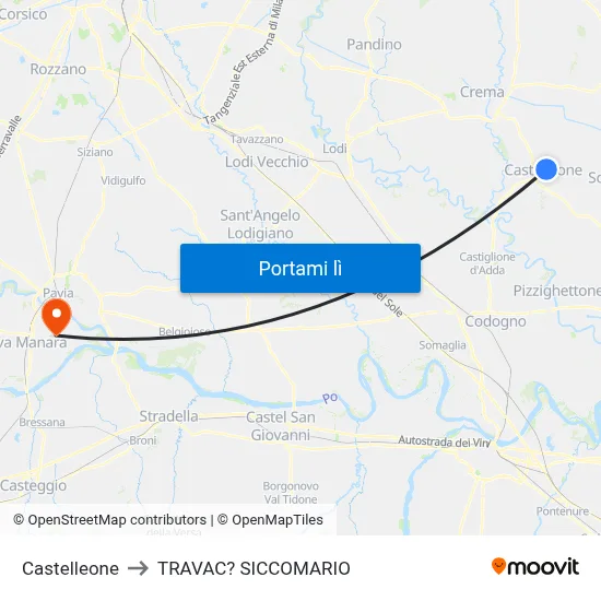 Castelleone to TRAVAC? SICCOMARIO map